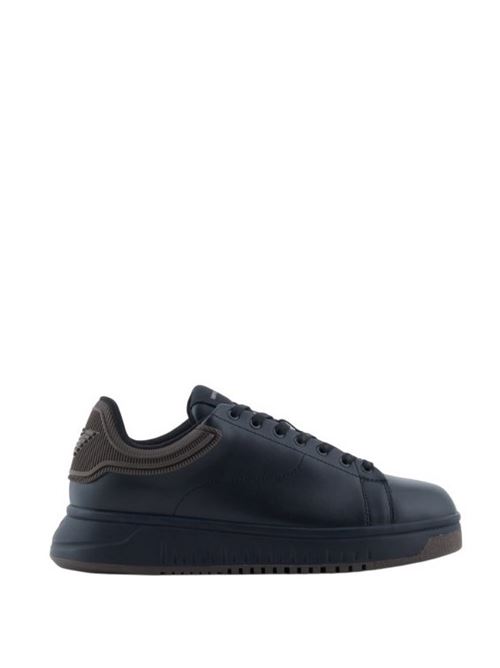 Leather sneakers with rubber back and textured sole Emporio Armani | EM003663 AF18212.MC069